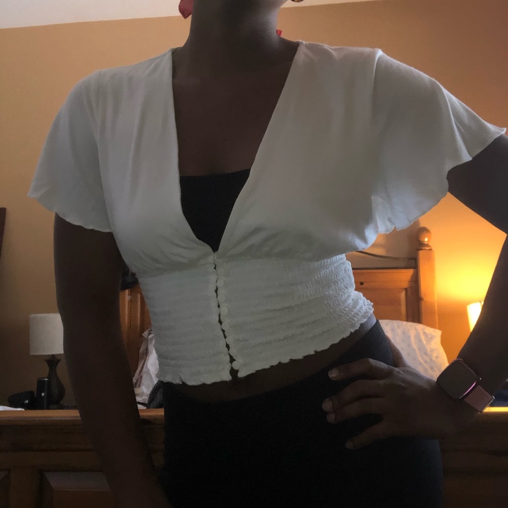 White Crop Top Blouse